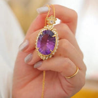 Royal Style Amethyst Large Pendant Necklace