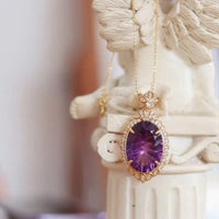 Royal Style Amethyst Large Pendant Necklace