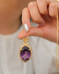 Royal Style Amethyst Large Pendant Necklace