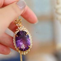 Royal Style Amethyst Large Pendant Necklace