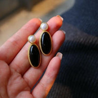 Modern Vintage Black Onyx Earrings