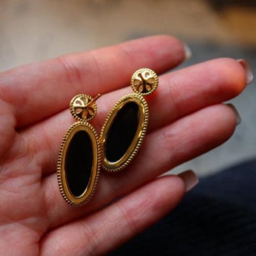 Modern Vintage Black Onyx Earrings