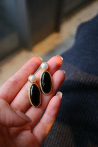 Modern Vintage Black Onyx Earrings