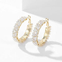 Luxurious Diamond-Look Hoop Earrings