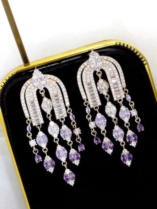 Royal French Arc Sparkling Earrings-3 colors