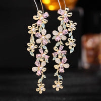 Elegant French Dazzling Bloom Longline Earrings