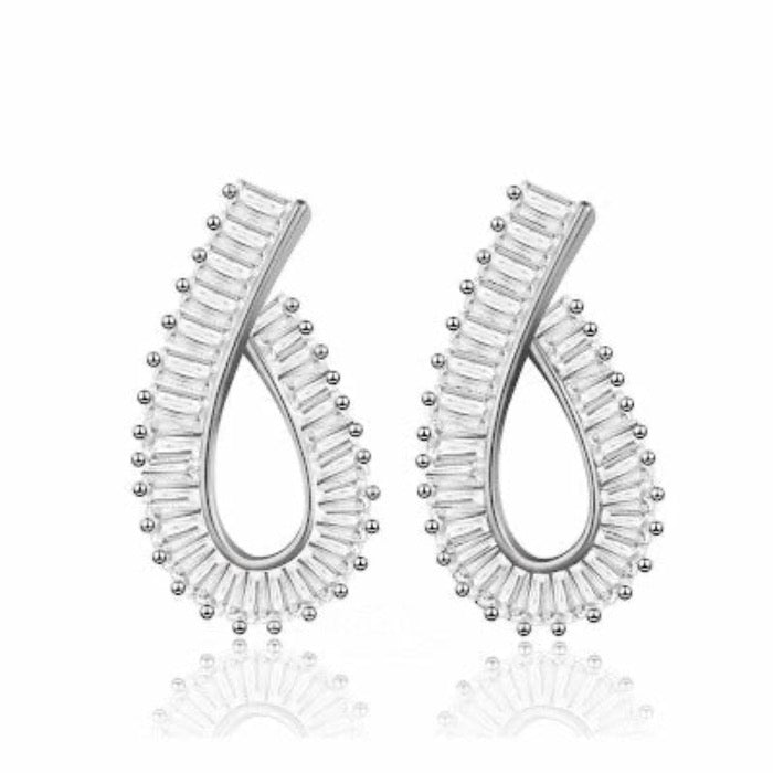 Geometric Design Diamond-Look Ear Studs