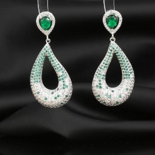 Luxurious Green Gemstone Waterdrop Earrings