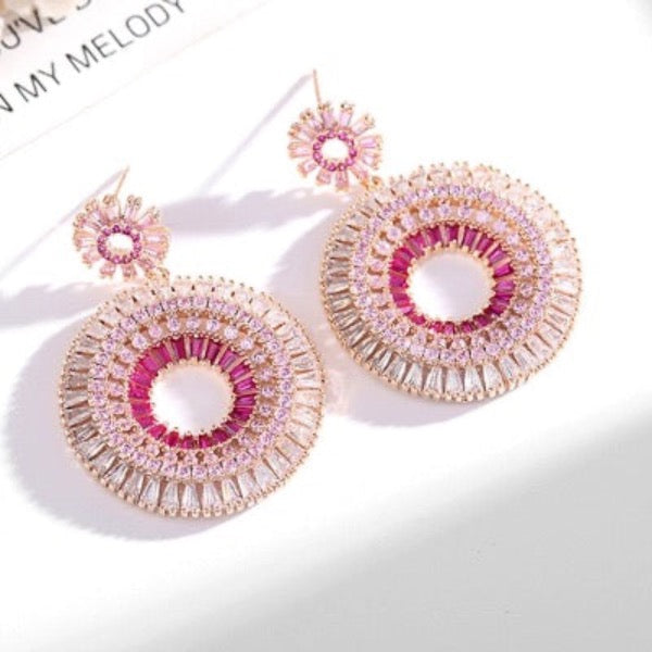 Dazzling Halo Earrings - Luxurious Drop Earrings