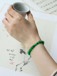 Minimalist Vivid Green Jade Beads Bracelet