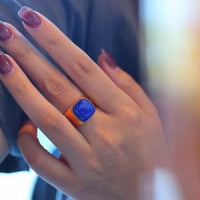 Bold Look Square Lapis Lazuli Ring - adjustable