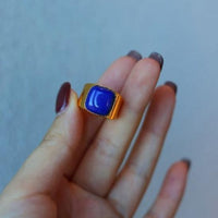 Bold Look Square Lapis Lazuli Ring - adjustable