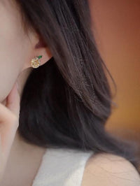 Cute Sparkling Lemon Ear Studs-Yellow n Red