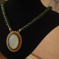 Mermaid Cameo Green Crystal Necklace