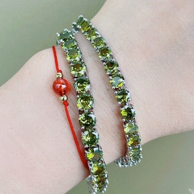 Fancy Sparkling Olive Stone Bracelet