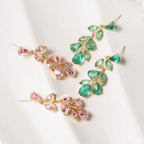 Princess Style Fancy Leaves Large Drop Earrings