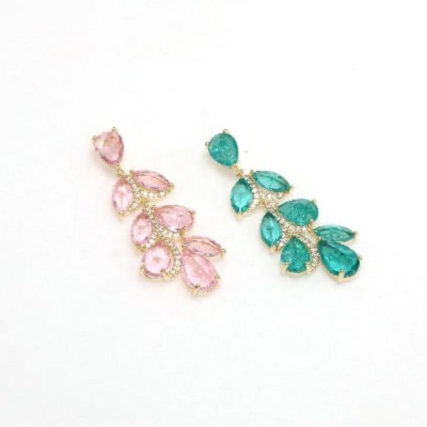 Princess Style Fancy Leaves Large Drop Earrings