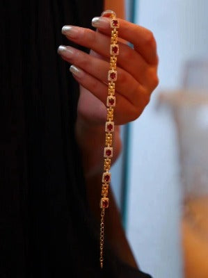 Italian Style Red Garnet Fancy Bracelet