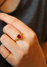 Real Ruby Solitary Ring-Adjustable