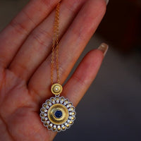 Sapphire Gold Flower Necklace - Real Sapphire