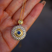 Sapphire Gold Flower Necklace - Real Sapphire