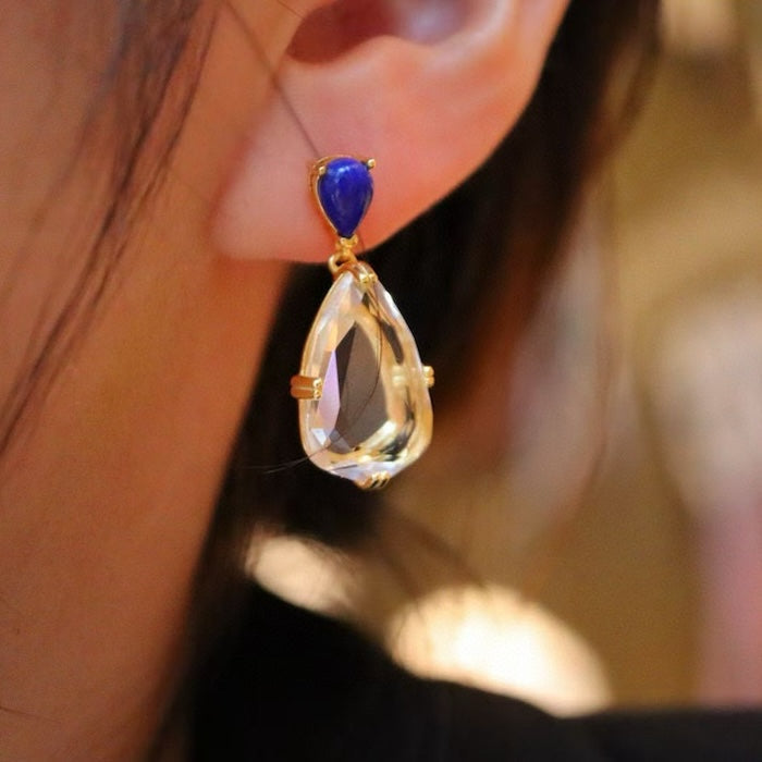 Fancy Clear Quartz Crystal Waterdrop Earrings