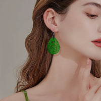 Waterdrop Jade Earrings-Ruyi flower Pattern