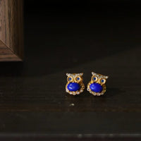 Lapis Lazuli Owl Ear Studs