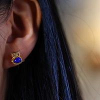 Lapis Lazuli Owl Ear Studs