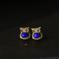 Lapis Lazuli Owl Ear Studs