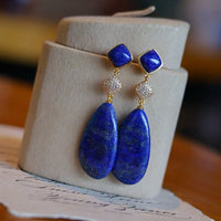 Chunky Lapis Lazuli Waterdrop Earrings