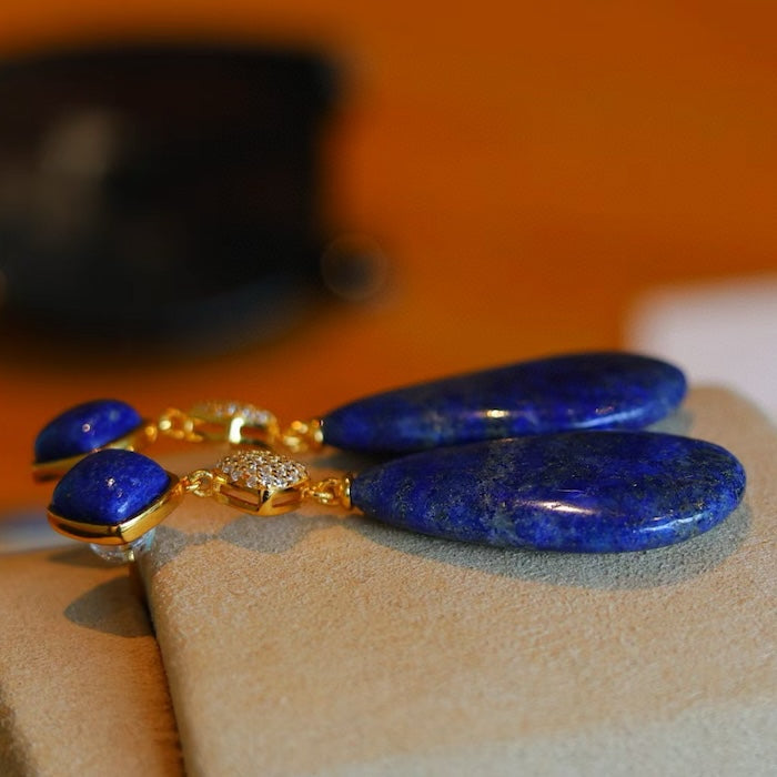 Chunky Lapis Lazuli Waterdrop Earrings