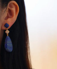 Chunky Lapis Lazuli Waterdrop Earrings