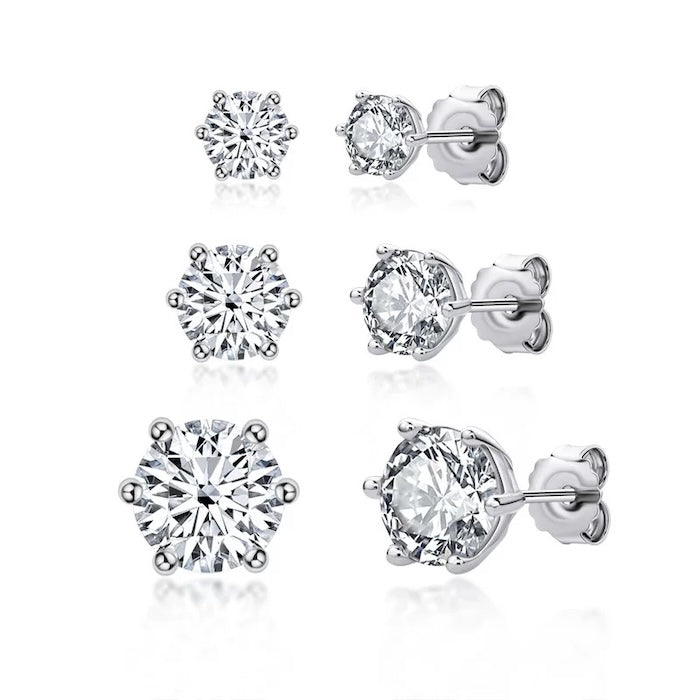 Classic 6 Claws Solitaire Earring - Moissanite Stone