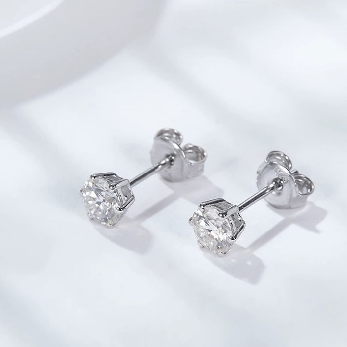 Classic 6 Claws Solitaire Earring - Moissanite Stone