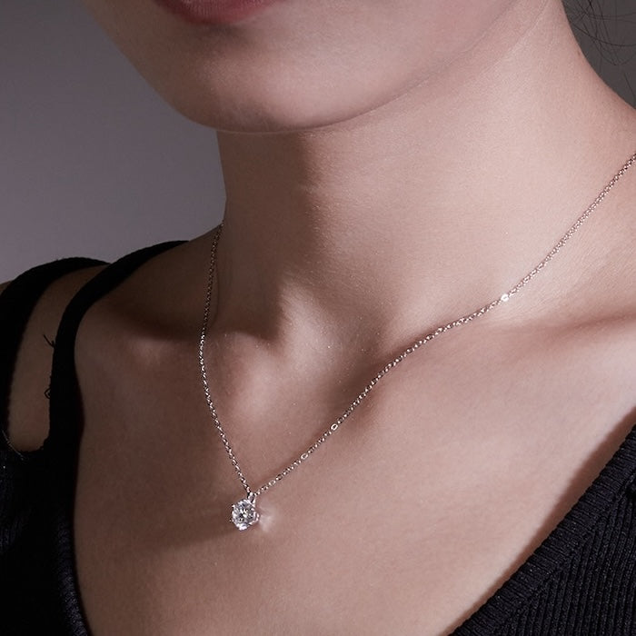 Classic 6 Claws Solitaire Pendant Necklace - Moissanite Stone