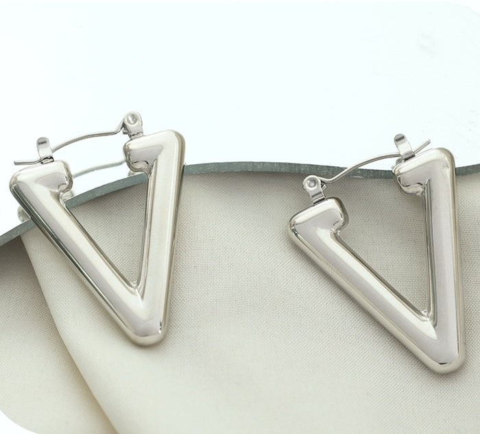 Chunky V Shape Hoop Earrings