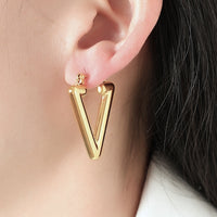 Chunky V Shape Hoop Earrings