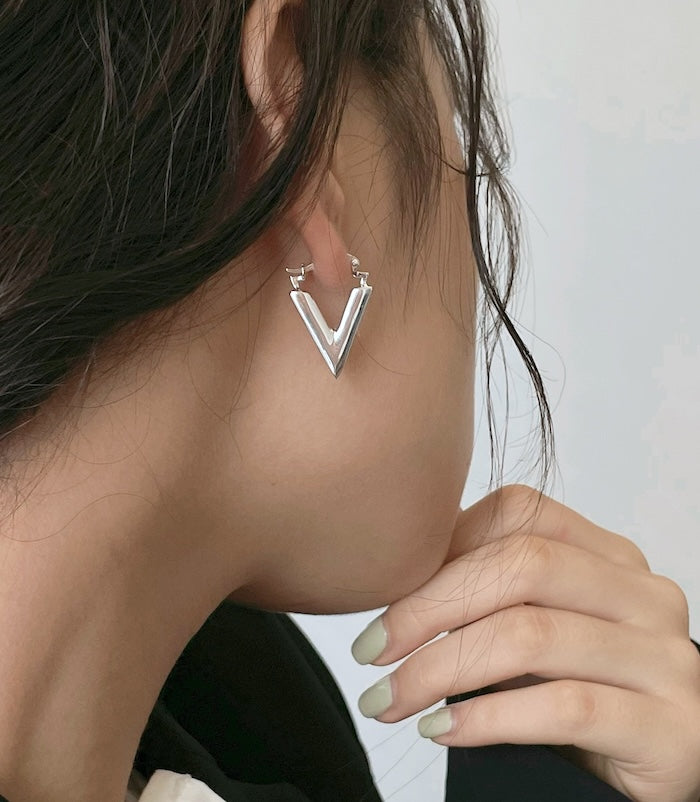 Chunky V Shape Hoop Earrings