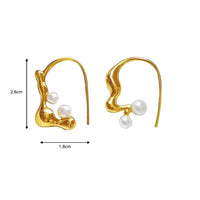 Asymmetrical Fluid Line Pearl Earrings