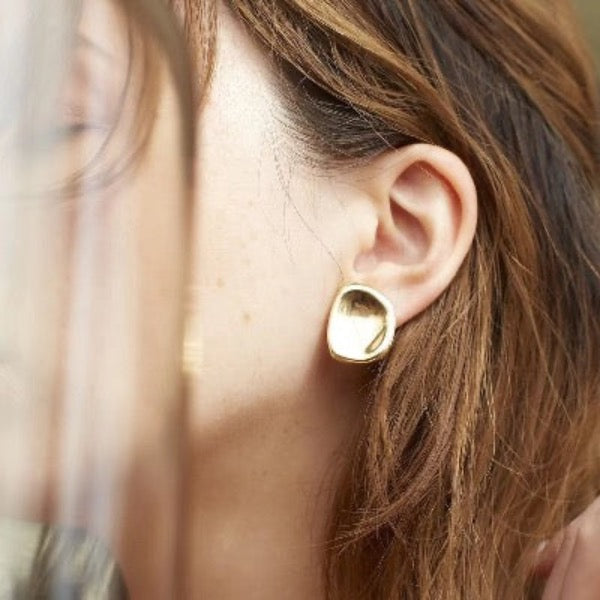 Chunky Button-Look Mirror Ear Studs