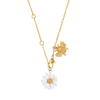 Daisy Flower with Bee Charm Necklace