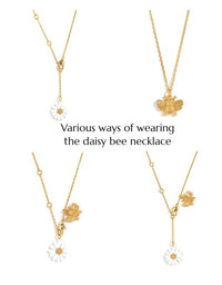 Daisy Flower with Bee Charm Necklace