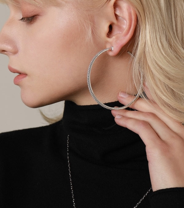 Oversized Sparkling Hoop Earrings-360 Degree Glamour