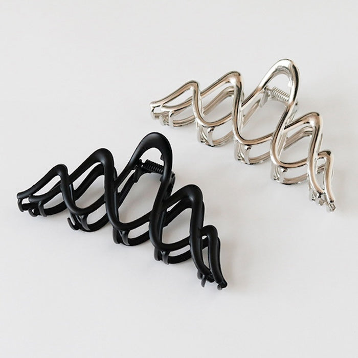 Large Claw Metal Hair Clips - Double Wave Line