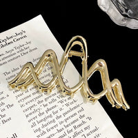 Large Claw Metal Hair Clips - Double Wave Line