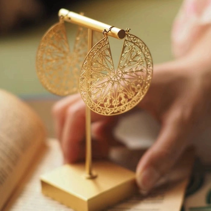 Greek Style Filigree Ferris Wheel Earrings