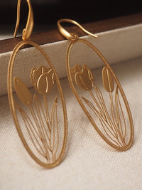 Filigree Style Tulip Large Drop Earrings