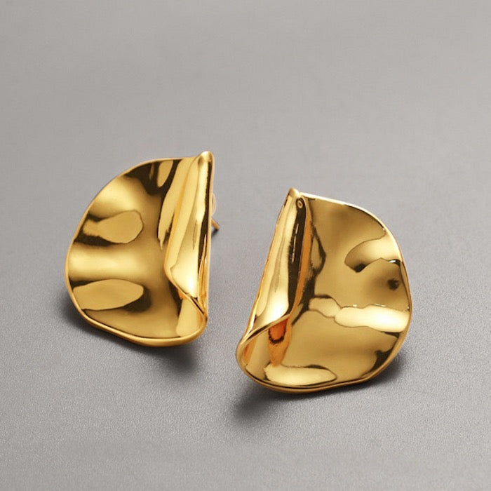 Folded Large Round Ear Studs