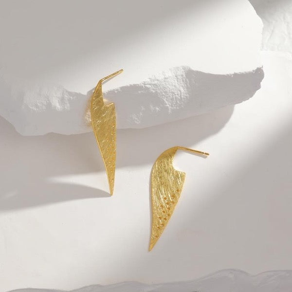 Handmade Frosted Leaf Earrings